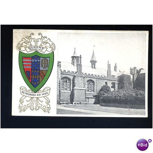 CAMBRIDGE Queens' College Heraldic Postcard