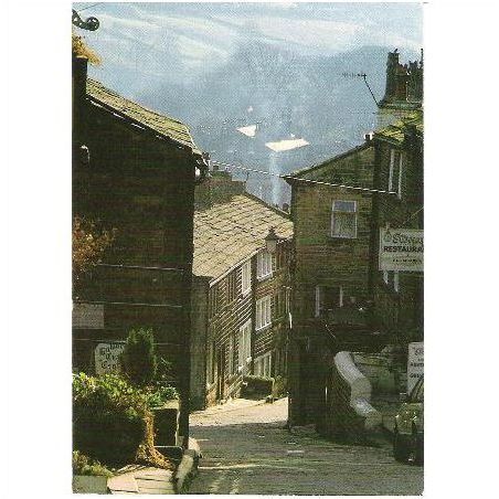 Haworth, W Yorkshire - Main Street - Bronte Society postcard c.1980s