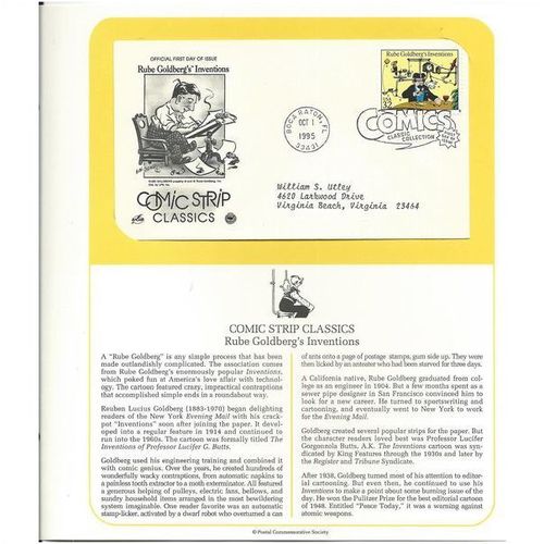 COMIC STRIP CLASSICS : Rube Goldberg's ' OFFICIAL FIRST DAY of ISSUE ' (1995)