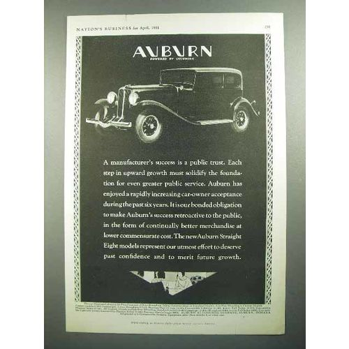 1931 Auburn Car Ad - Success is a Public Trust