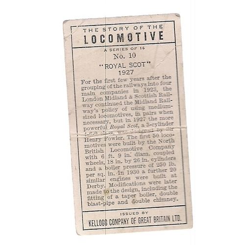 no 10 The Story of the LOCOMOTIVE series card 1963 by Kellogg Company #