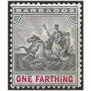 Barbados 1892 SG105 1/4d Slate Grey & Carmine Wmk Crown CA Mounted Mint . ..