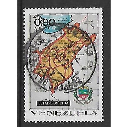 VENEZUELA 1970 MAPS & ARMS 90c MERIDA SG218 FINE USED#2