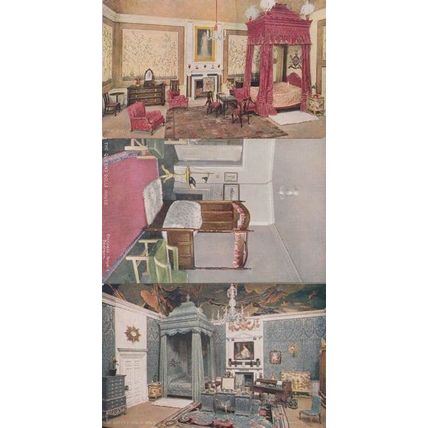 Queens Dollhouse Dolls House London Bedroom 3x Tucks Postcard s