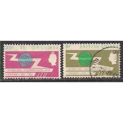 British Guiana 1965 QE2 Set ITU used SG 370-371 ( D399 )