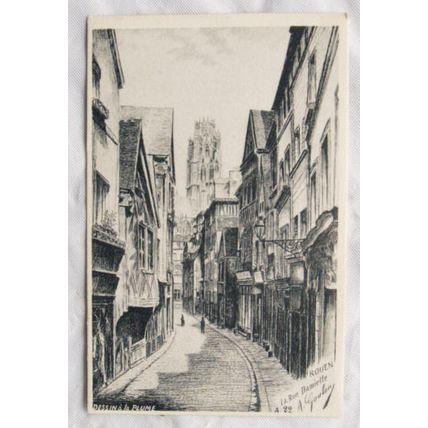 vintage postcard Rouen - La Rue Damiette
