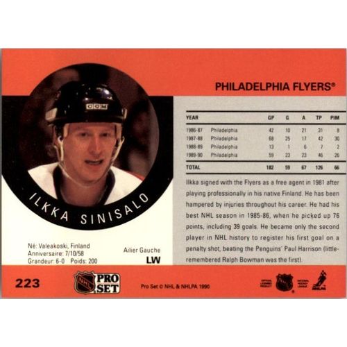 1990/91 Pro Set Hockey Ilkka Sinisalo