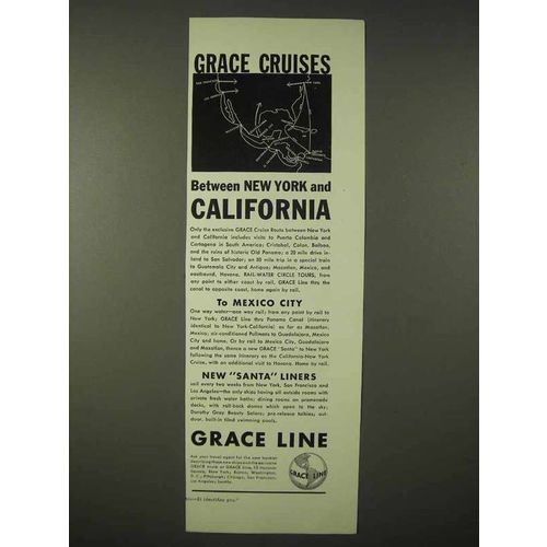 1935 Grace Line Cruise Ad - New York and California