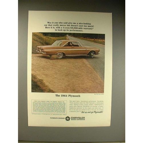 1964 Plymouth Sport Fury 2-Door Hardtop Car Ad - Moves!