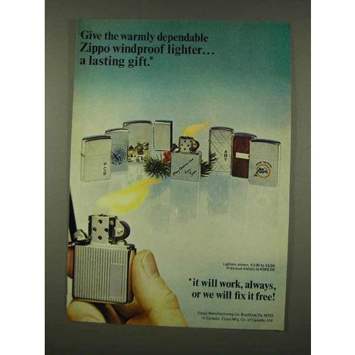1973 Zippo Cigarette Lighters Ad - Warmly Dependable