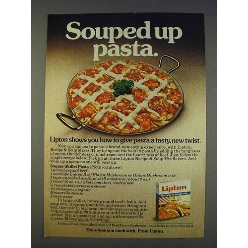1977 Lipton Soup Mix Ad - Souper Skillet Pasta Recipe