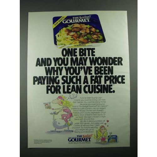1987 The Budget Gourmet Frozen Dinners Ad - Such a Fat Price