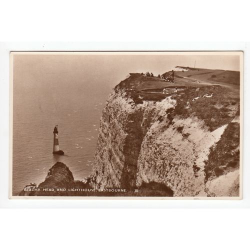 Beachy Head and Lighthouse Eastbourne RP Postcard East Sussex 35