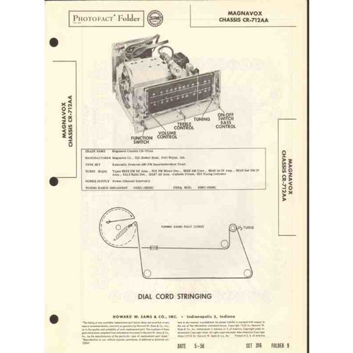 MAGNAVOX models CR-712AA AM FM tuner Sams Photofact manual