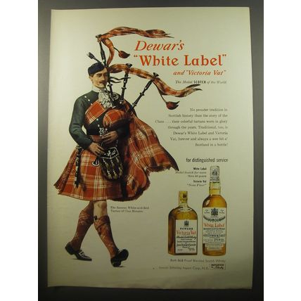 1950 Dewar's White Label Scotch Advertisement - Tartan of Clan Menzies