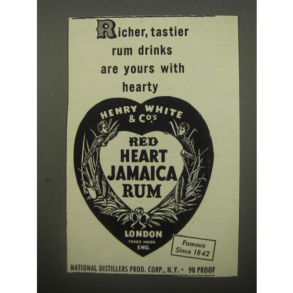 1950 Red Heart Jamaica Rum Ad - Richer, tastier rum drinks are yours