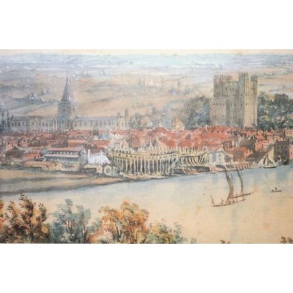 Rochester From Frindsbury Victorian View 1812 Painting Postcard