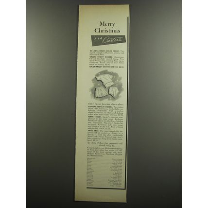 1953 Carter's Boxers, Briefs and T-shirts Ad - Merry Christmas a la Carter's
