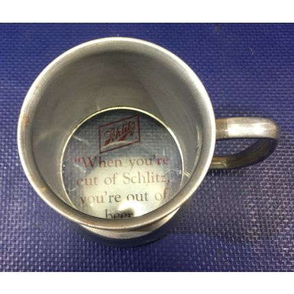 Schlitz Beer Clear Bottom Aluminum Mug Stein vintage hong kong when your out of