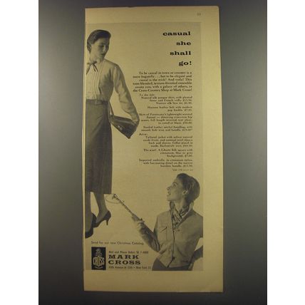 1956 Mark Cross Fashion Ad - Casual she shall go