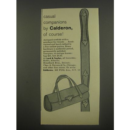 1956 Calderon Bag and Belt Ad - Casual Companions by Calderon, of course