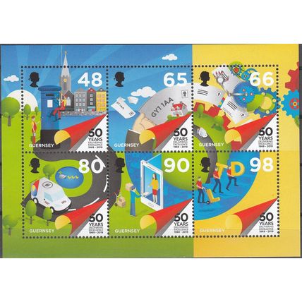 Guernsey 2019 Bloc Feuillet 50 Ans Service postal Neuf **