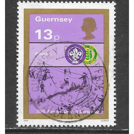 GUERNSEY 1982 SCOUTS 13p ZIP WIRE ACTIVITY USED SG?