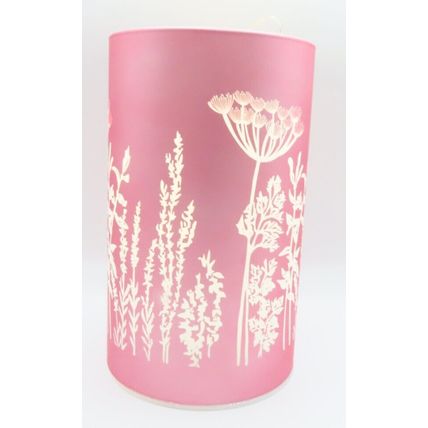 White Floral LED Lamp Small Pink Background Glass 14.5 CM Gift Home Decor Light