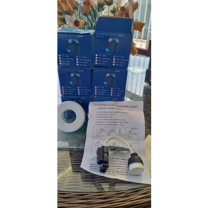 6x Shower Downlighters IP65 White GU10 Cap (66mm cut-out)
