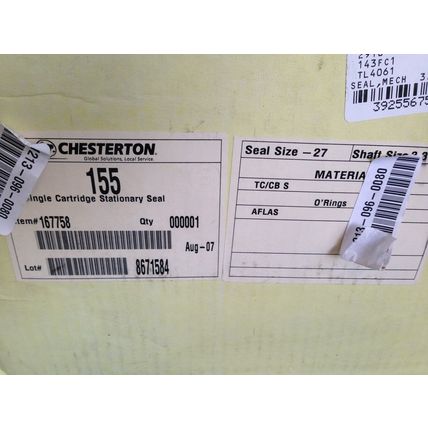 NEW CHESTERTON 167758 155 API STATIONARY SHAFT SEAL, SIZE 27, 3.375", AY