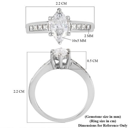Marquise Solitaire Ring Made With Swarovski Zirconia Sz R½ Platinum 925 Silver