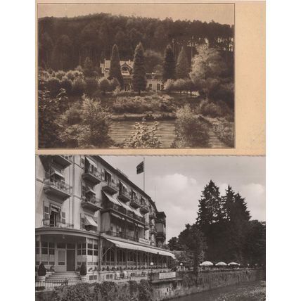 Hotel-Restaurant Cafe Fischkultur Baden-Baden 2x German Postcard s