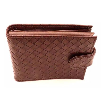Brown Weave Pattern Wallet 10 CM Mens Comes Boxed Gift Male Purse Money Coins