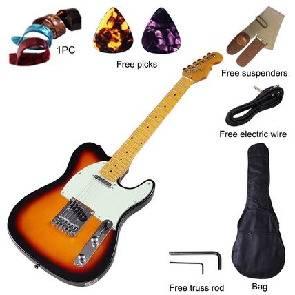 Flame Maple Top TL Electric Guitar 6 String, Sunburst 39 Inch