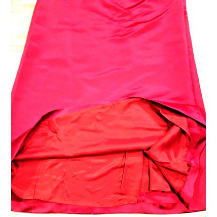 Bill Levkoff European Red Satin 2Pc Full Maxi Skirt Crop Top Rhinestone S-16 NEW