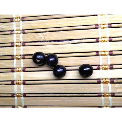 Jana Wood Black/Brown Bead SM 7.5" x 5.5" Handbag Made in Japan Dress Purse