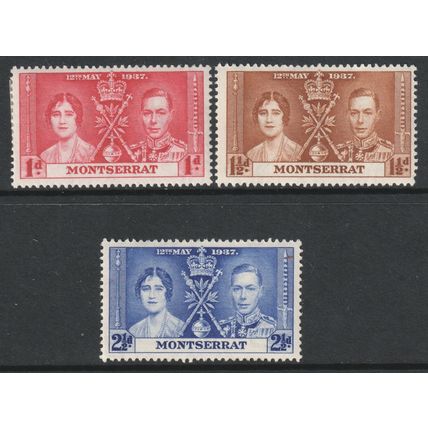 Montserrat Scott 89/91 - SG98/100, 1937 Coronation Set MH*