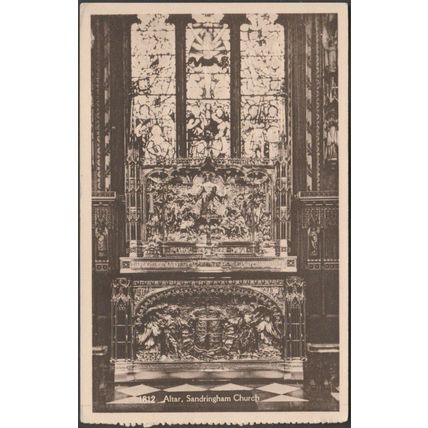 Altar, Sandringham Church, Norfolk, c.1920s - Coates Postcard