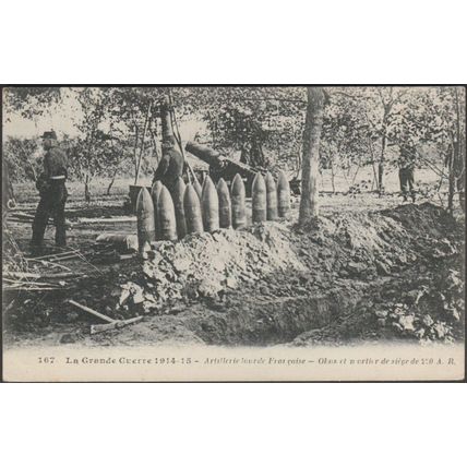 Artillerie Lourde Français, Obus et Mortier de Siège de 220, c1915 - Richard CPA
