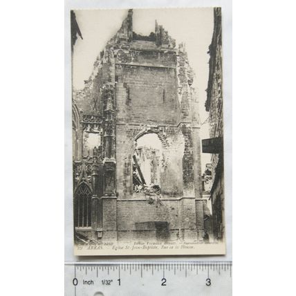 vintage postcard Arras, Ruins of St John Baptist Church