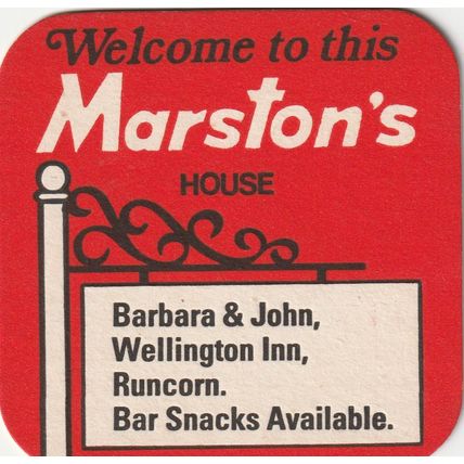 BEER MAT - MARSTONS BREWERY - WELLINGTON INN (RUNCORN) - (Cat No 293) - (1981)
