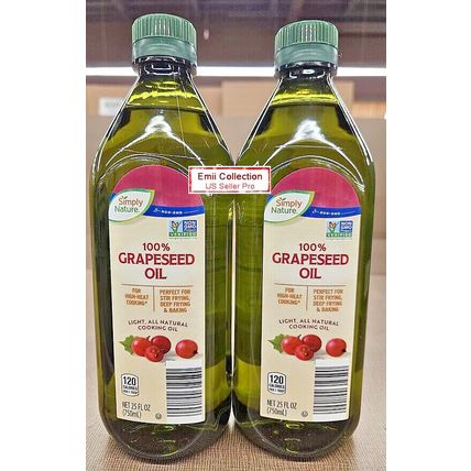 Simply Nature NON-GMO Grapeseed Oil 25fl oz 750ml (2 Bottles)