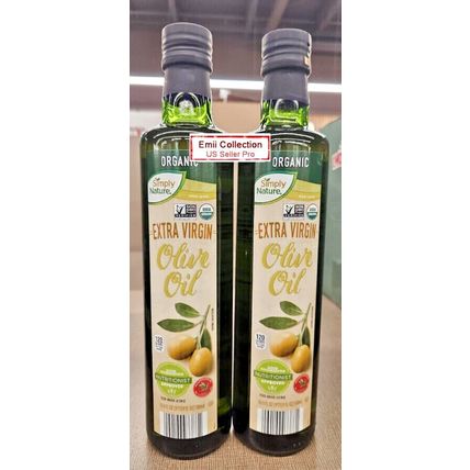 Simply Nature NON-GMO Organic Extra Virgin Olive Oil 16.9fl oz 500ml (2 Bottles)