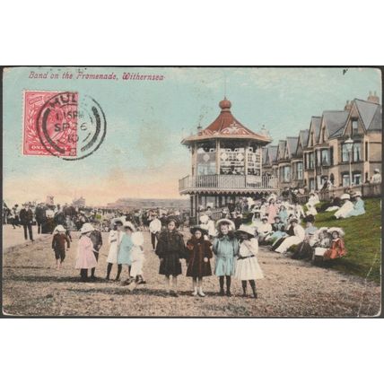 Band on the Promenade, Withernsea, Yorkshire, 1910 - Postcard - Esperanto