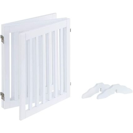 Unipaws 24”H Free Standing Pet Gate for Dog Cat, Wooden Dog Gates for Doorway, S