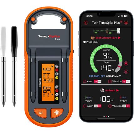 Thermopro Tempspike plus 600Ft Wireless Meat Thermometer with 2 Color-Coded Prob