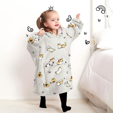 KFUBUO Wearable Blanket Hoodie for Kids Toddlers Sherpa Blanket Sweatshirt with