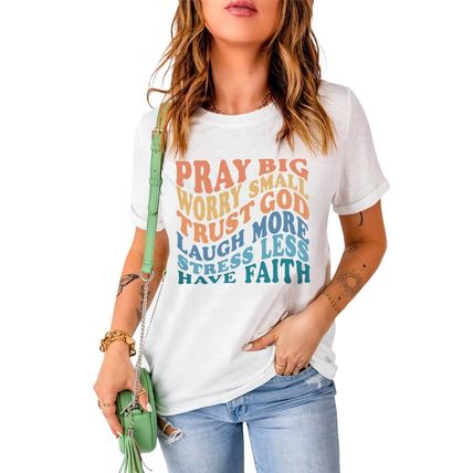 White Have Faith Inspired Words Print T Shirt