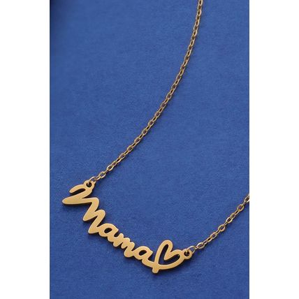 Gold mama Heart Pendant Chain Necklace