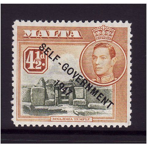 MALTA 1948 SG241 4 1/2d OLIVE GREEN & YELLOW BROWN U/M MINT #3